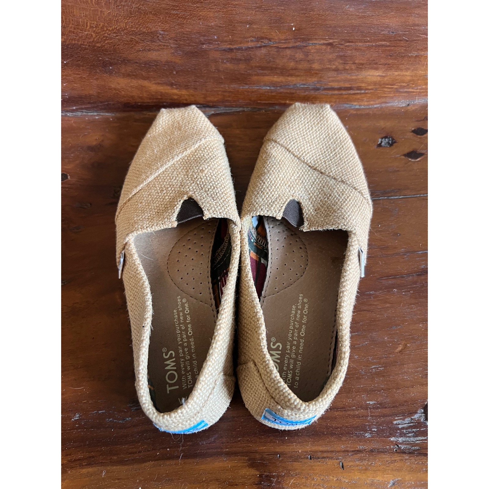 Toms Alpargata Tan Burlap Woven Slip On Loafers Shoes Womens 5